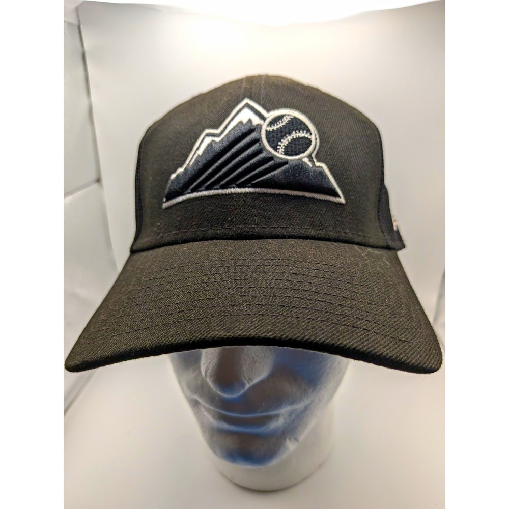 New Era Colorado Rockies MLB Black Mesh Back Flex Fit Cap Hat L/XL (A)